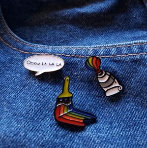 Oooo la la Art Artist Paint Brush Enamel Pins